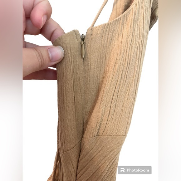 Zara Strappy Midi Neutral Dress with Draped Detail - Picture 11 of 15